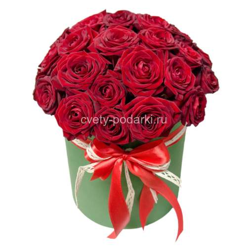 Красные розы в коробке (29 шт.)